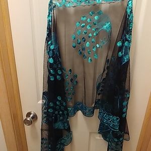 peacock sequin sheer wrap